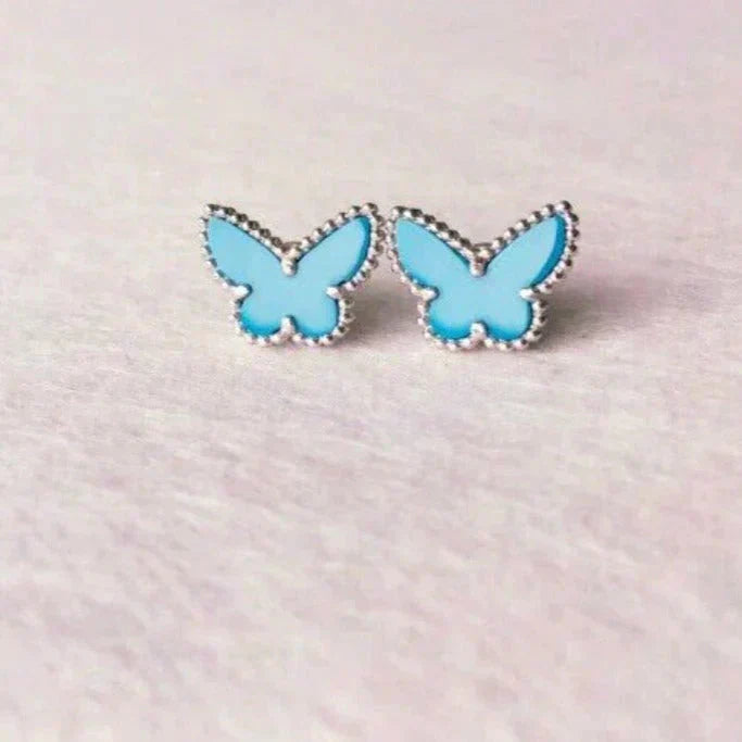 [LOXURA]BUTTERFLY TURQUOISE EARRINGS SILVER