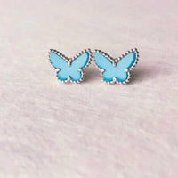 [LOXURA]BUTTERFLY TURQUOISE EARRINGS SILVER