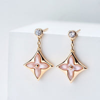 [LOXURA]DOUBLE STAR PINK GOLD MOP DROP EARRINGS