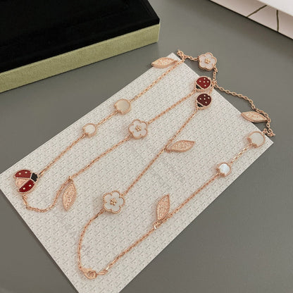 [LOXURA]LUCKY SPRING 15 MOTIFS ROSE GOLD NECKLACE