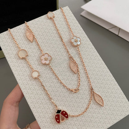 [LOXURA]LUCKY SPRING 15 MOTIFS ROSE GOLD NECKLACE