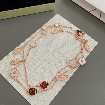 [LOXURA]LUCKY SPRING 15 MOTIFS ROSE GOLD NECKLACE