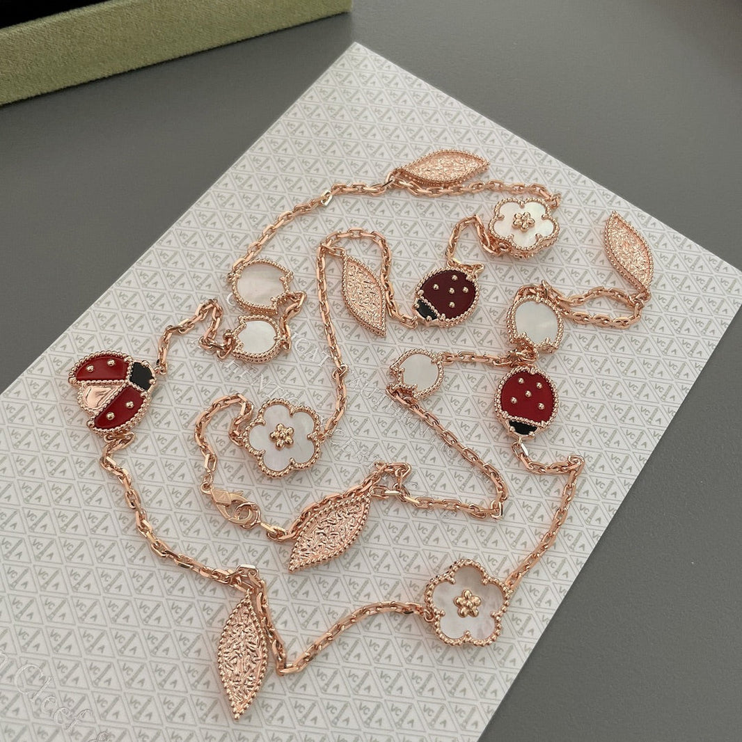 [LOXURA]LUCKY SPRING 15 MOTIFS ROSE GOLD NECKLACE