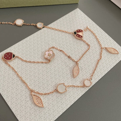 [LOXURA]LUCKY SPRING 15 MOTIFS ROSE GOLD NECKLACE