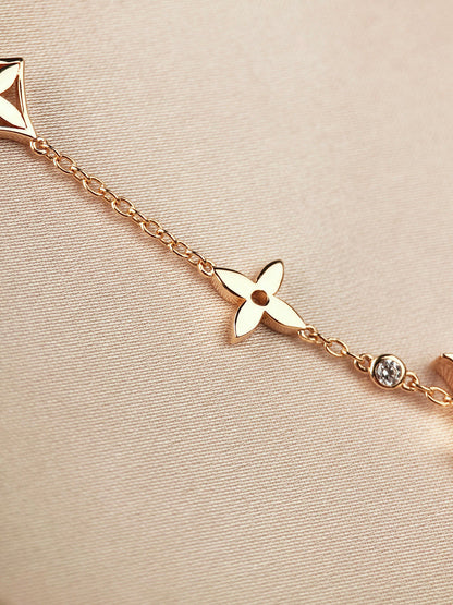 [LOXURA]STAR AND SUN 7 MOTIFS GOLD BRACELET
