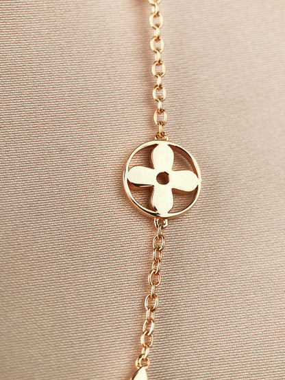 [LOXURA]STAR AND SUN 7 MOTIFS GOLD BRACELET