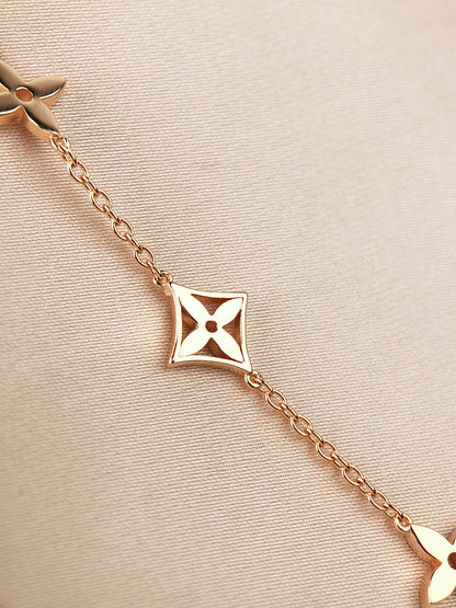 [LOXURA]STAR AND SUN 7 MOTIFS GOLD BRACELET