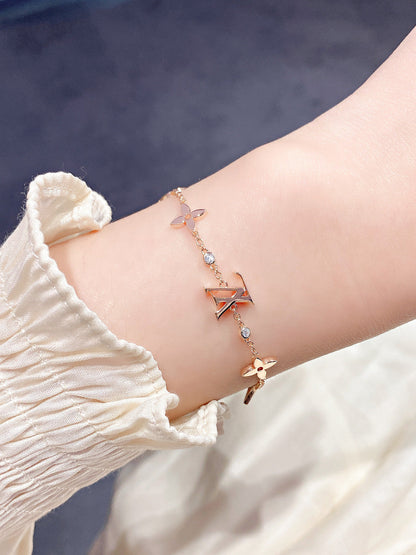 [LOXURA]STAR AND SUN 7 MOTIFS GOLD BRACELET
