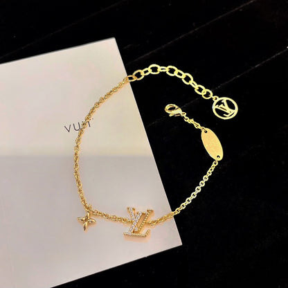 [LOXURA]LOGO STAR MOTIF GOLD BRACELET