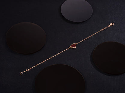 [LOXURA]HEART CARNELIAN PINK GOLD BRACELET