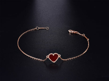 [LOXURA]HEART CARNELIAN PINK GOLD BRACELET