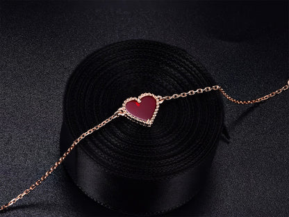 [LOXURA]HEART CARNELIAN PINK GOLD BRACELET