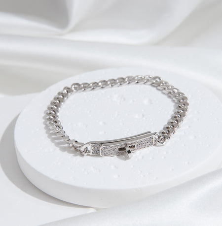 [LOXURA]KELLY CHAIN SILVER DIAMOND BRACELET