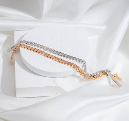 [LOXURA]KELLY CHAIN SILVER DIAMOND BRACELET