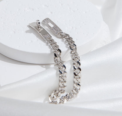 [LOXURA]KELLY CHAIN SILVER DIAMOND BRACELET