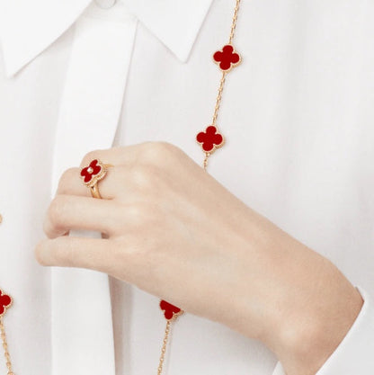 [LOXURA]CLOVER CARNELIAN RING ROSE GOLD DIAMOND