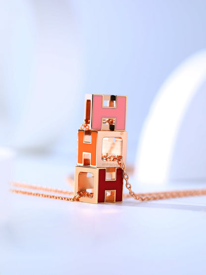 [LOXURA]H CAGE PINK GOLD NECKLACE