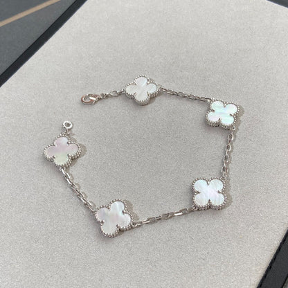 [LOXURA]CLOVER WHITE PEARL MOP 5 MOTIF BRACELET COLLECTION