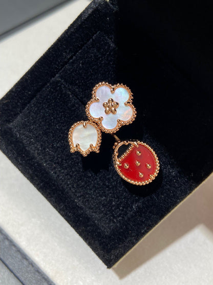 [LOXURA]LUCKY 3 MOTIF ROSE GOLD RING