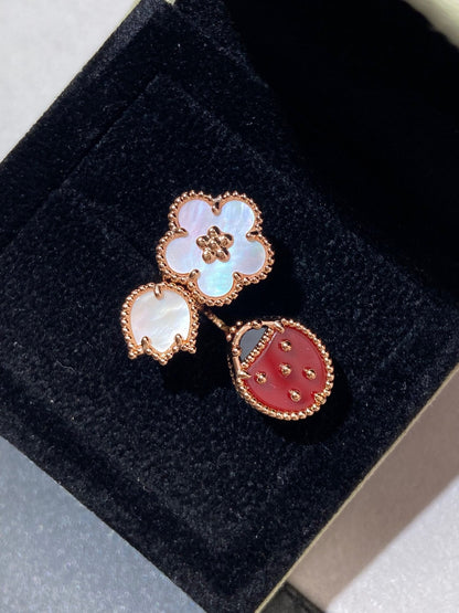 [LOXURA]LUCKY 3 MOTIF ROSE GOLD RING