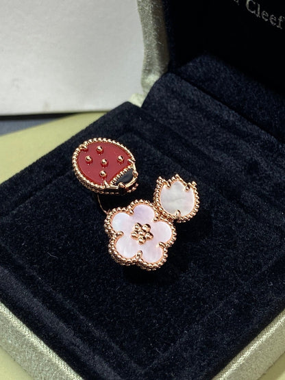 [LOXURA]LUCKY 3 MOTIF ROSE GOLD RING