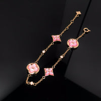 [LOXURA]STAR AND SUN 4 MOTIF PINK MOP PINK GOLD BRACELET