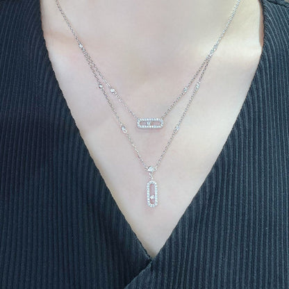 [LOXURA]MOVE 2 ROW DIAMOND NECKLACE