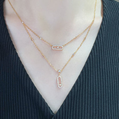 [LOXURA]MOVE 2 ROW DIAMOND NECKLACE