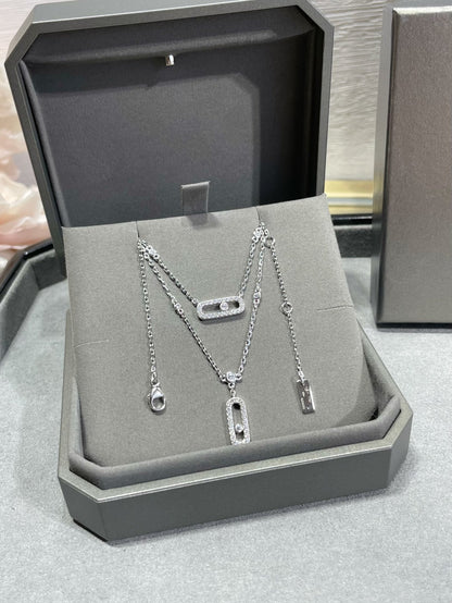 [LOXURA]MOVE 2 ROW DIAMOND NECKLACE