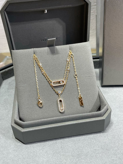 [LOXURA]MOVE 2 ROW DIAMOND NECKLACE