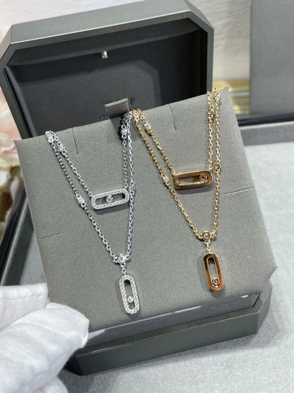 [LOXURA]MOVE 2 ROW DIAMOND NECKLACE