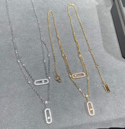 [LOXURA]MOVE 2 ROW DIAMOND NECKLACE