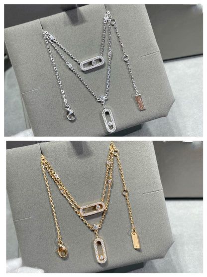 [LOXURA]MOVE 2 ROW DIAMOND NECKLACE