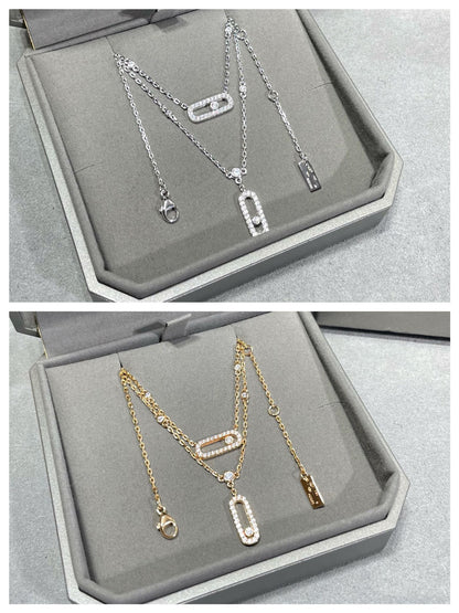 [LOXURA]MOVE 2 ROW DIAMOND NECKLACE