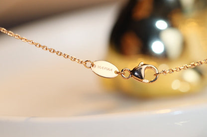 [LOXURA]JEUX MALACHITE 1 DIAMOND PINK GOLD NECKLACE