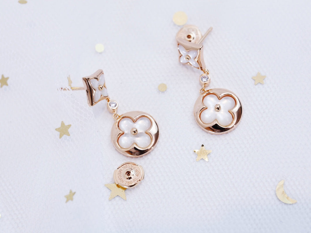 [LOXURA]STAR AND SUN PINK GOLD MOP DROP EARRINGS