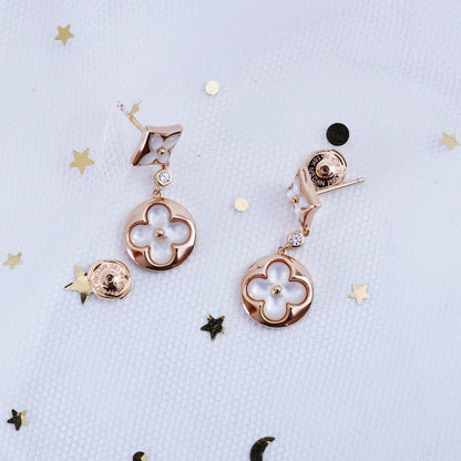 [LOXURA]STAR AND SUN PINK GOLD MOP DROP EARRINGS