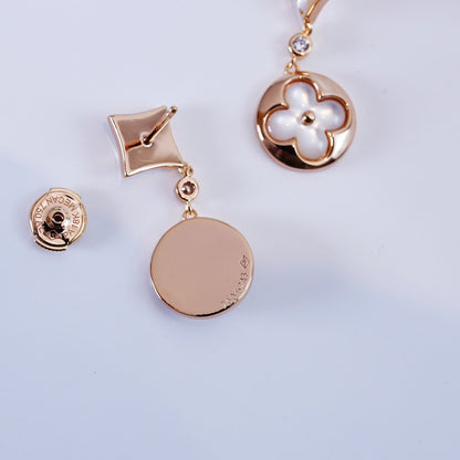 [LOXURA]STAR AND SUN PINK GOLD MOP DROP EARRINGS