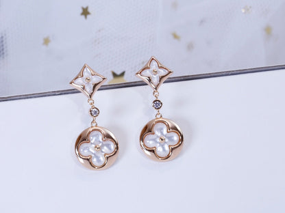 [LOXURA]STAR AND SUN PINK GOLD MOP DROP EARRINGS