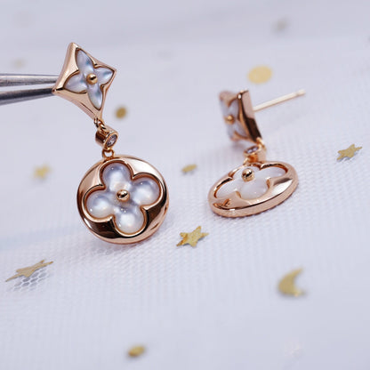[LOXURA]STAR AND SUN PINK GOLD MOP DROP EARRINGS