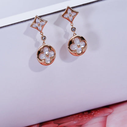 [LOXURA]STAR AND SUN PINK GOLD MOP DROP EARRINGS