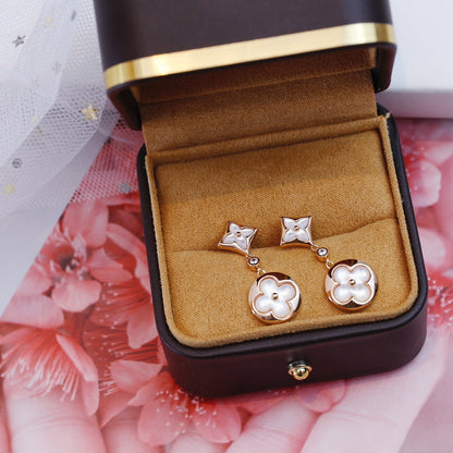 [LOXURA]STAR AND SUN PINK GOLD MOP DROP EARRINGS
