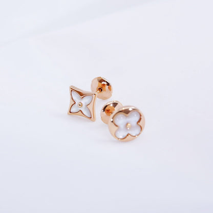 [LOXURA]STAR AND SUN PINK GOLD MOP STUD EARRINGS