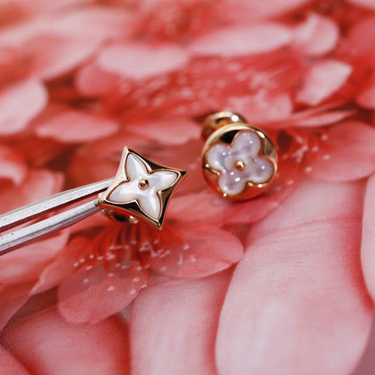 [LOXURA]STAR AND SUN PINK GOLD MOP STUD EARRINGS