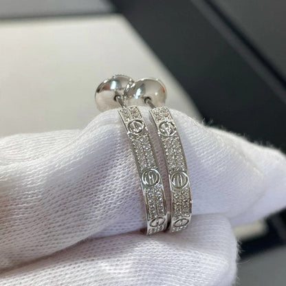 [LOXURA]LOVE EARRINGS 3.6MM DIAMOND PAVED