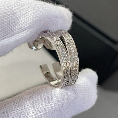 [LOXURA]LOVE EARRINGS 3.6MM DIAMOND PAVED