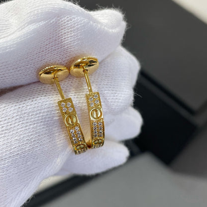 [LOXURA]LOVE DIAMOND GOLD HOOP EARRINGS