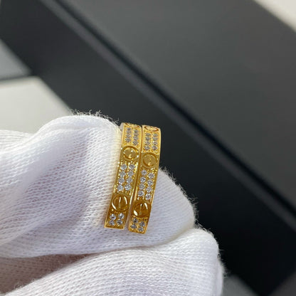 [LOXURA]LOVE DIAMOND GOLD HOOP EARRINGS