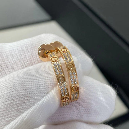 [LOXURA]LOVE EARRINGS 3.6MM DIAMOND PAVED
