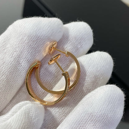 [LOXURA]LOVE DIAMOND PINK GOLD HOOP EARRINGS